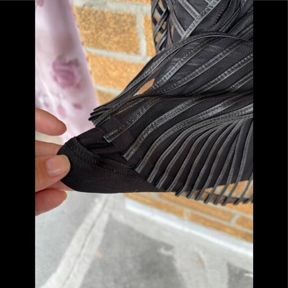 PARKER   LEATHER STRIPE DRESS SMALL - Picture 7 of 10